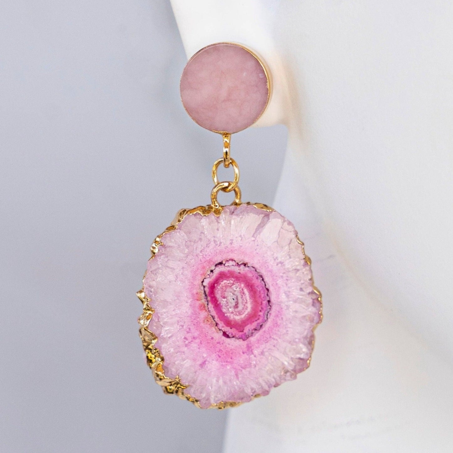 Pink Solar Quartz Earrings - Gold Plated | Boho & Mala