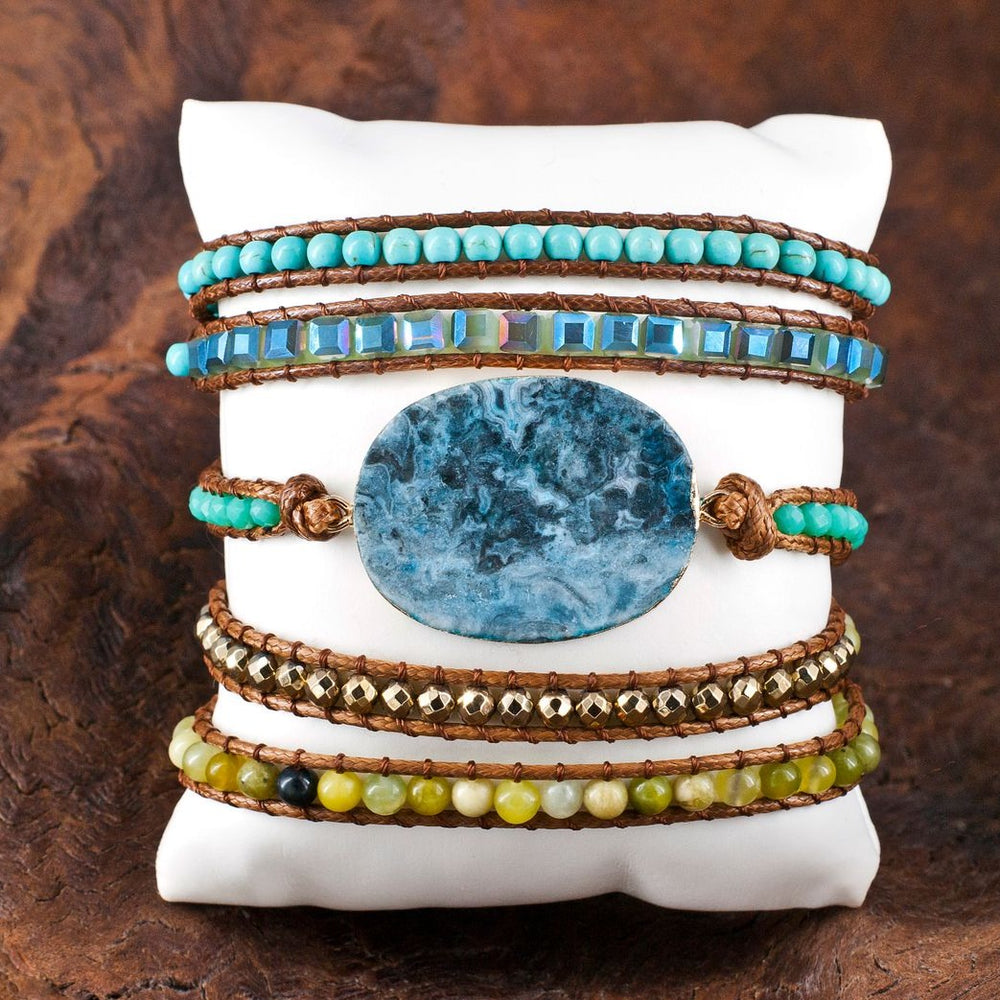 Wrap Bracelets - Ocean Jasper Semi-Precious Stone | Boho & Mala