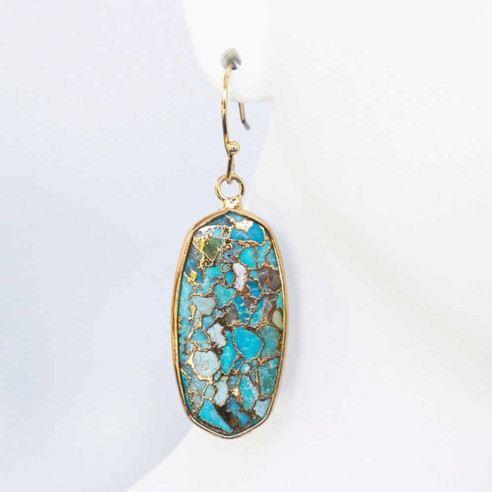 Turquoise & Gold Drop Earrings | Boho & Mala