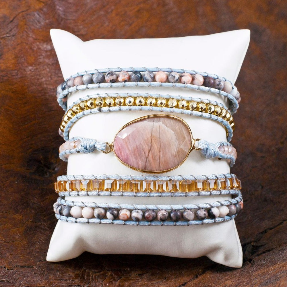 Wrap Bracelets - Light Agate Stone | Boho & Mala