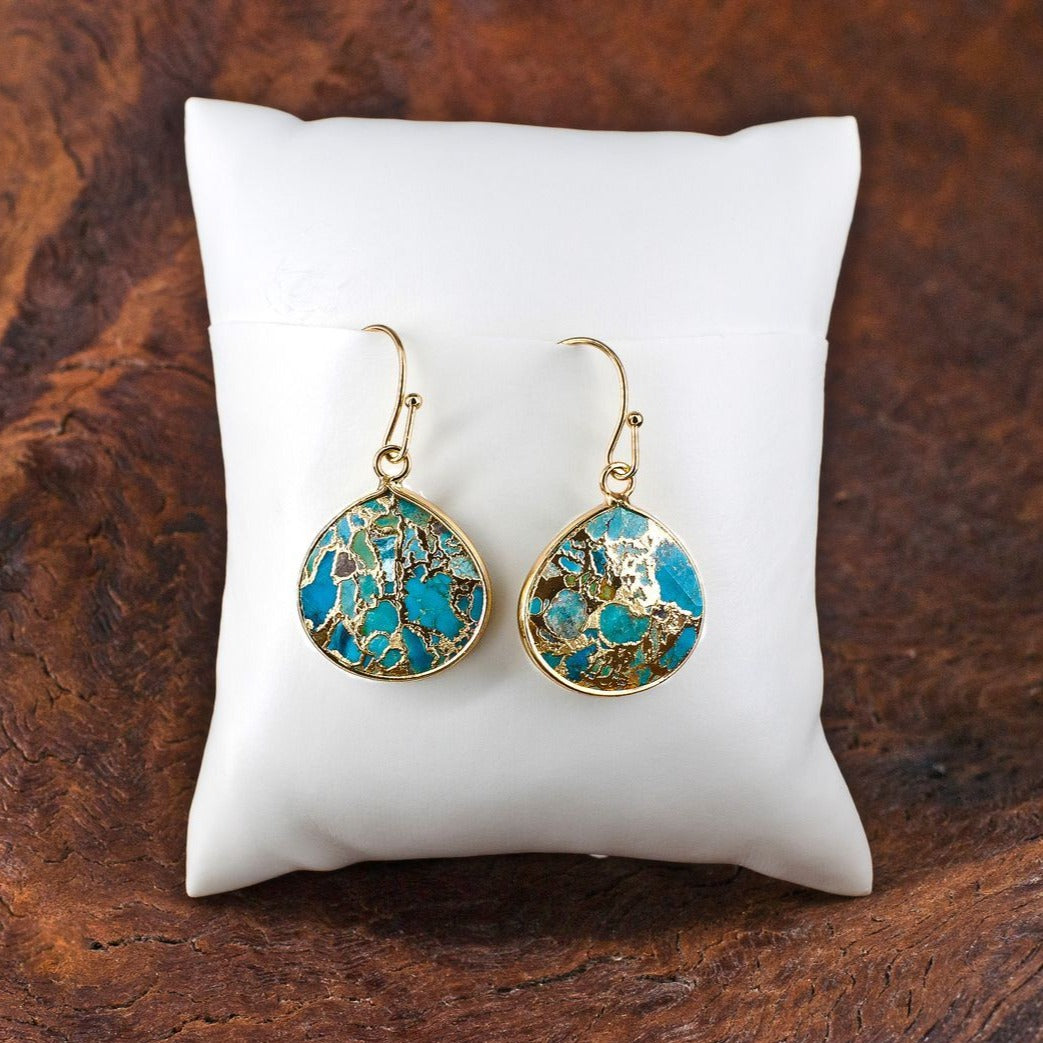 
                  
                    Boho & Mala Natural Turquoise & Gold Copper Earrings CR10027
                  
                