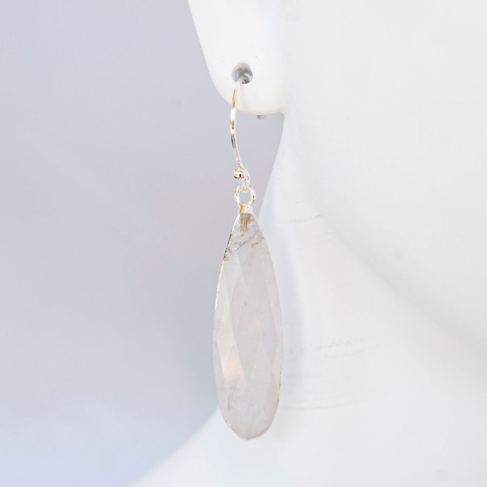 Clear Quartz Crystal Earrings - Silver Plated Drop Earrings | Boho & Mala