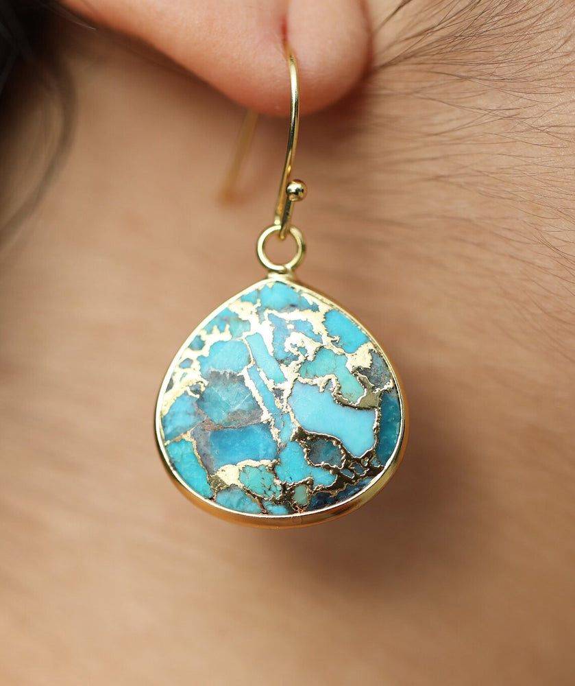 
                  
                    Boho & Mala Natural Turquoise & Gold Copper Earrings CR10027
                  
                