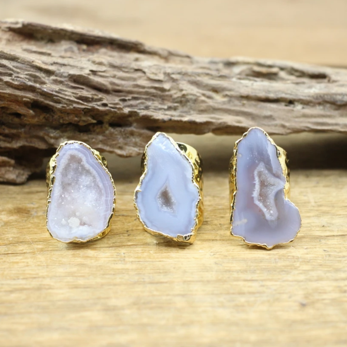 
                  
                    White Quartz Gold Statement Rings at Boho & Mala
                  
                