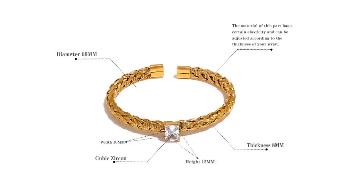 
                  
                    Boho & Mala White Stone Gold Cuff Bracelet DCB1048
                  
                