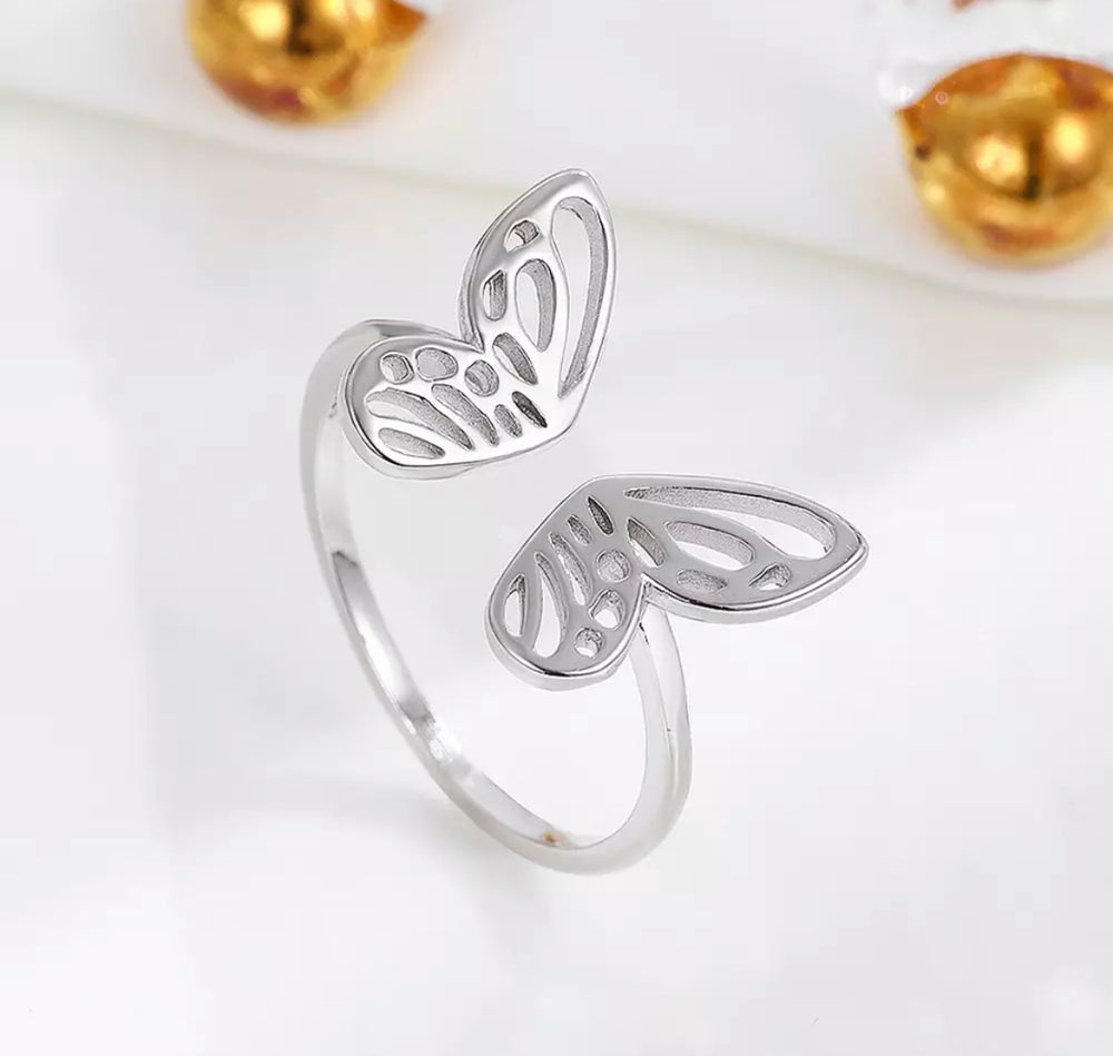 
                  
                    Butterfly Sterling Silver Ring - adjustable | Boho & Mala
                  
                