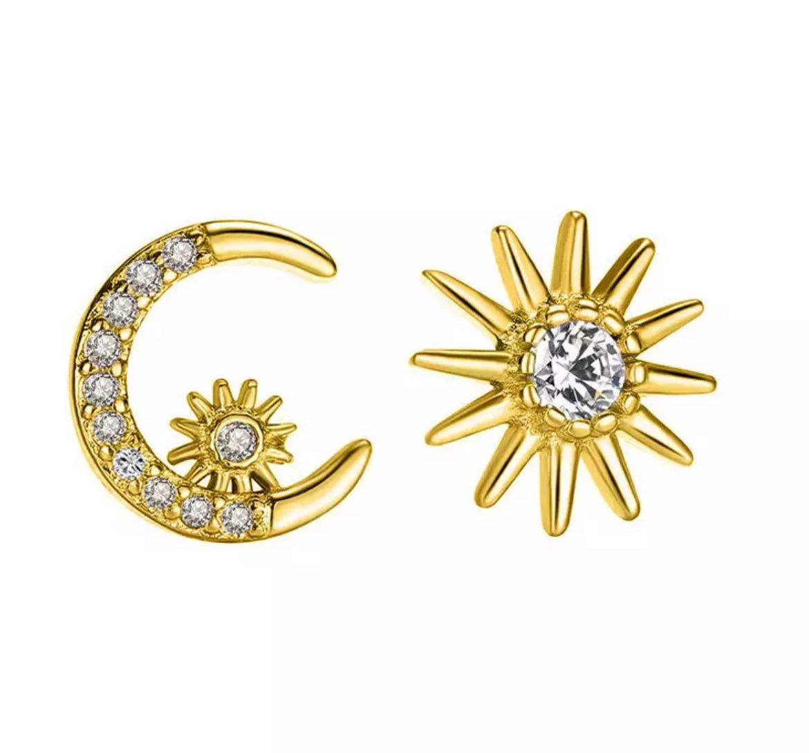 
                  
                    Dainty Earrings - Boho & Mala Sparkle Star & Moon Stud Earrings
                  
                