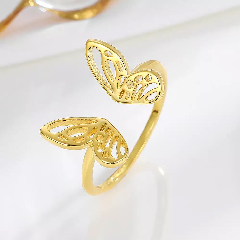 
                  
                    Butterfly Gold Plated Ring - Adjustable | Boho & Mala
                  
                