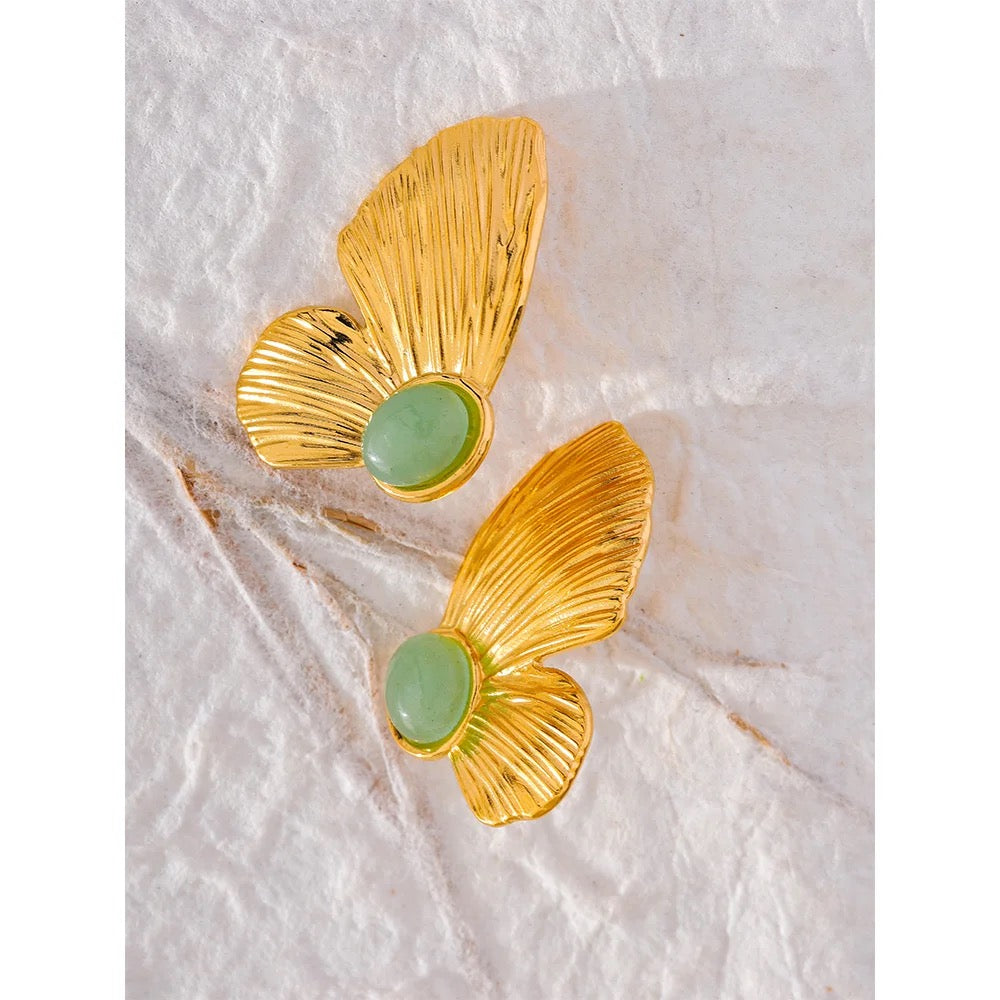 
                  
                    Boho & Mala Green Gold Plated Butterfly Hoop Earrings
                  
                