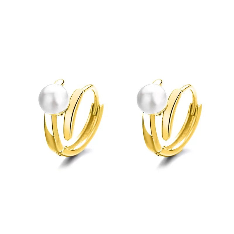 
                  
                    Dainty Earrings - Boho & Mala Freshwater Pearl Huggies 18k Gold Plated Earrings
                  
                