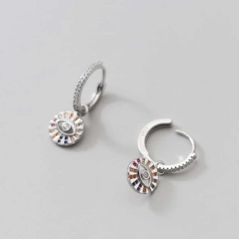Dainty Earrings - Boho & Mala Huggies Sterling Silver Eye Earrings