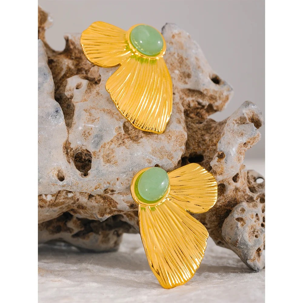 
                  
                    Boho & Mala Green Gold Plated Butterfly Hoop Earrings
                  
                