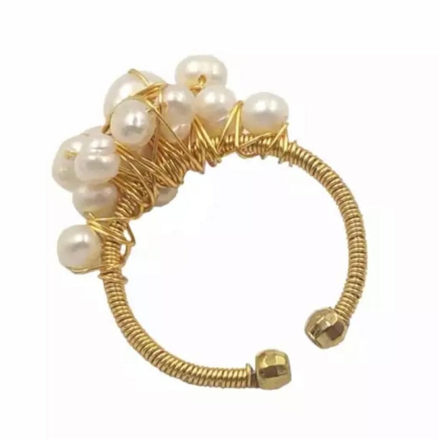 Freshwater Pearl Ring - Gold Plated  | Boho & Mala