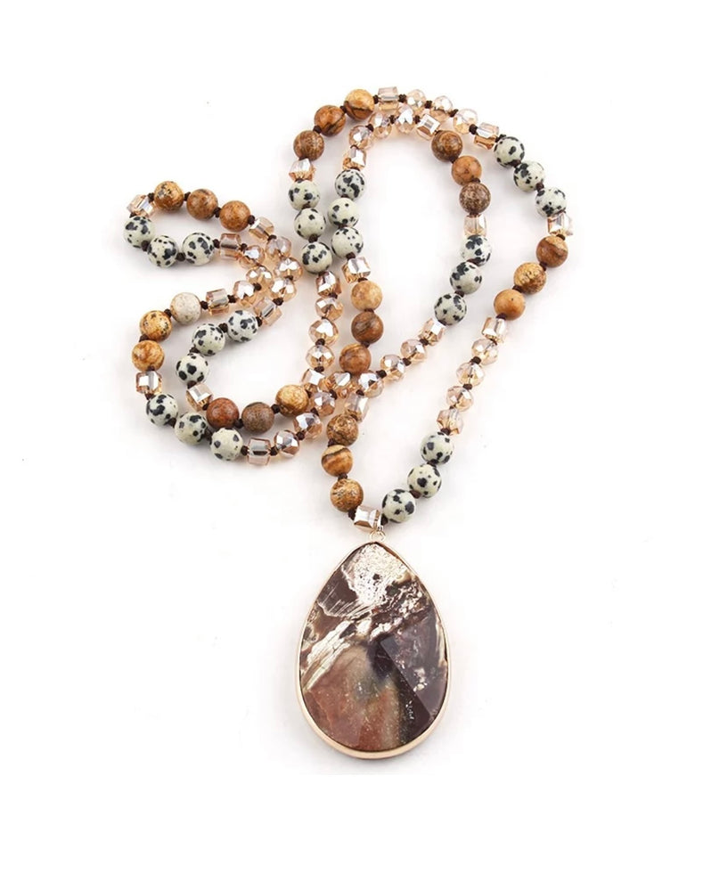Brown Agate Tribal Necklace at Boho & Mala