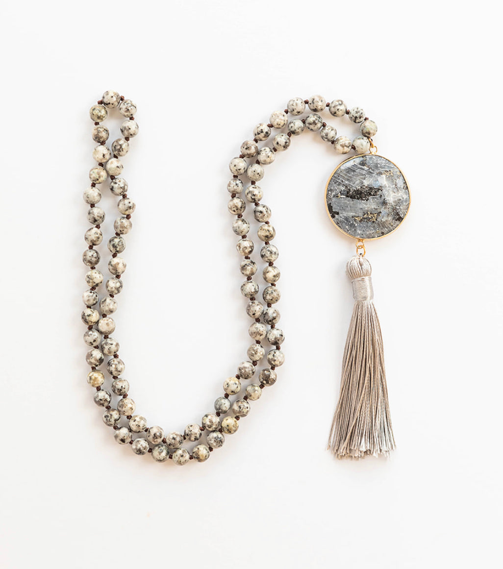 
                  
                    Tassel Necklaces - Tribal Round Grey Stone | Boho & Mala
                  
                