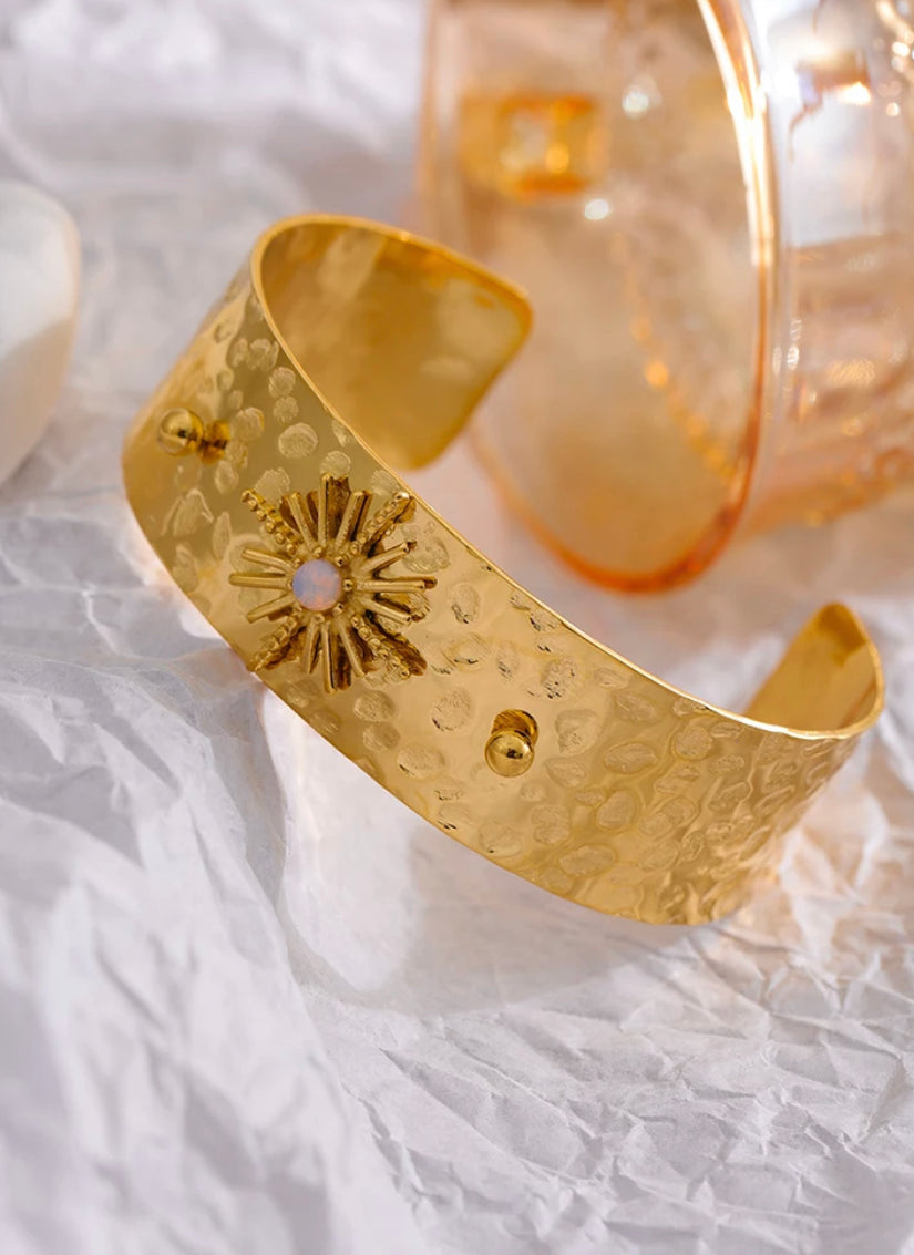 
                  
                    Sun Gold Cuff Bracelet at Boho & Mala
                  
                
