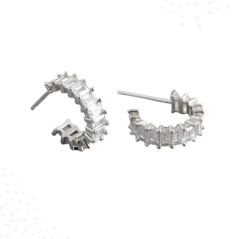 Dainty Earrings - Boho & Mala White Cubic Zirconia Sterling Silver Earrings