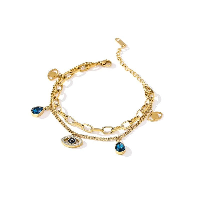 Evil Eye Gold Plated Bracelet | Boho & Mala
