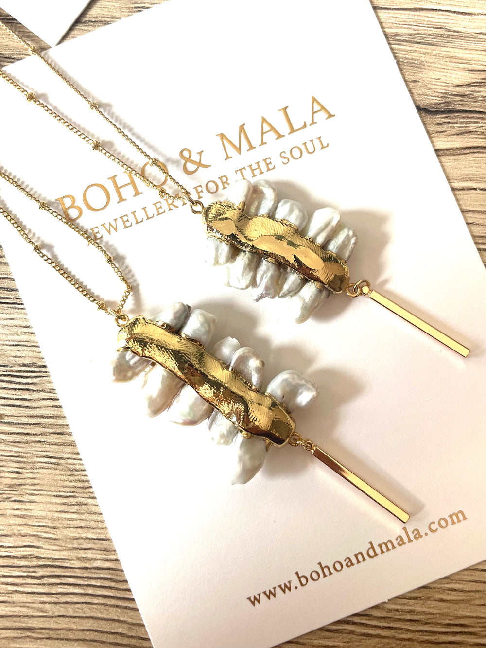 Boho & Mala Long Beaded Chain Freshwater Pearl Necklace