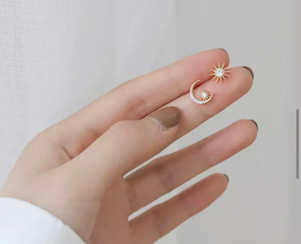 
                  
                    Boho & Mala Sparkle Star & Moon 18k Gold Plated Stud Earrings DE100050
                  
                
