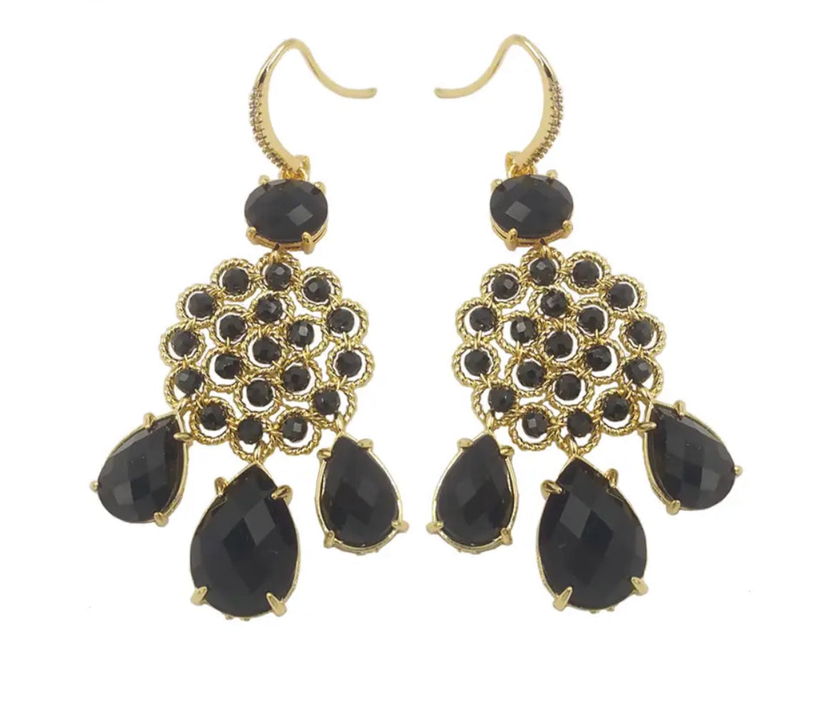 
                  
                    Boho & Mala Black Tassel Stone Drop Earrings
                  
                