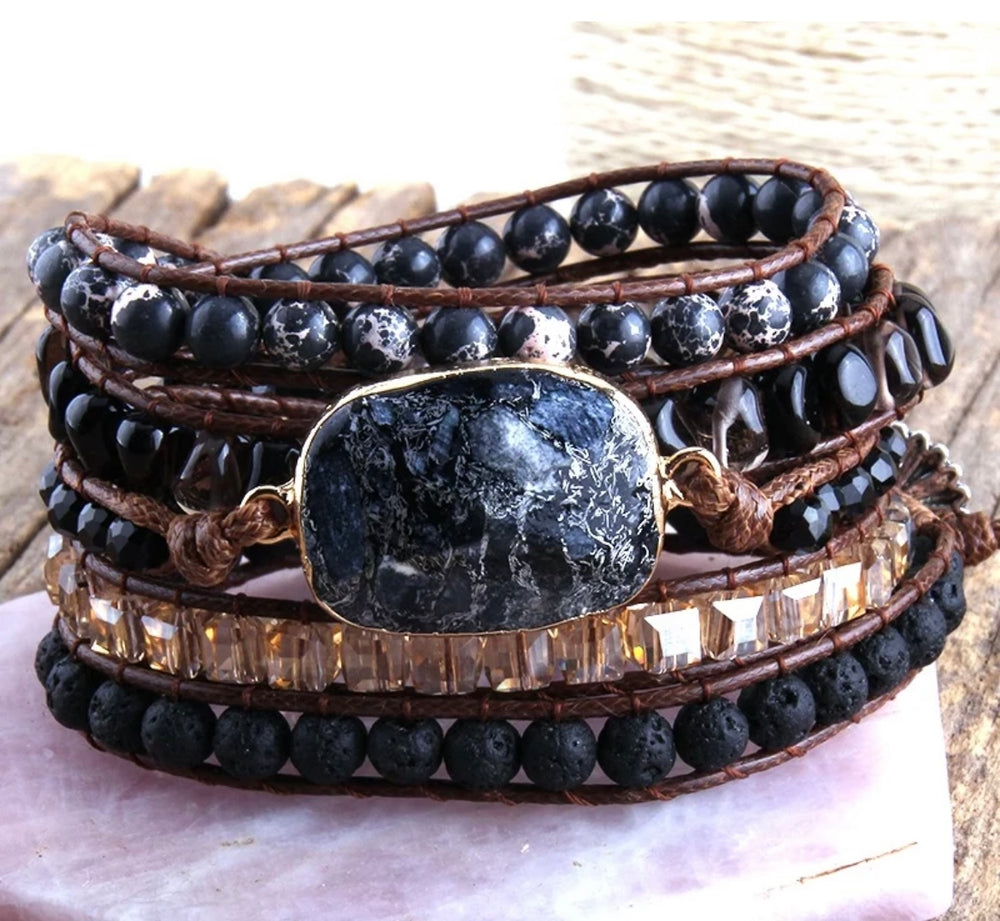 Boho Mala Gemstone Wrap Bracelet – Natural Beauty, Effortless