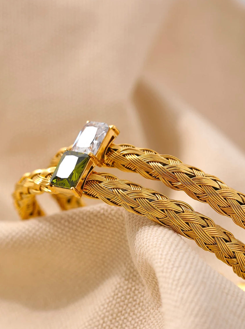 
                  
                    Boho & Mala White Stone Gold Cuff Bracelet DCB1048
                  
                