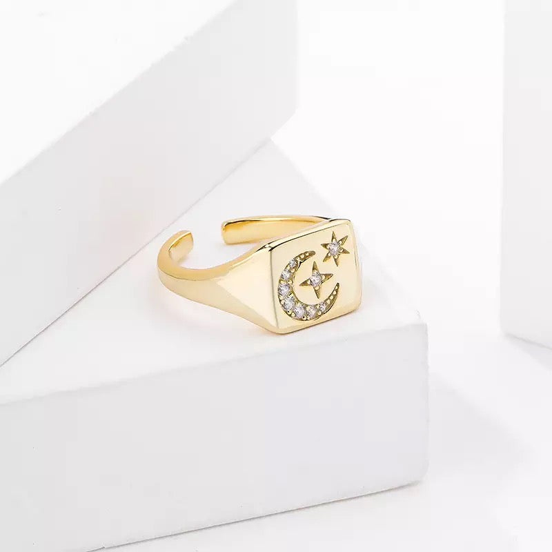 
                  
                    Boho & Mala Sun & Moon Gold Plated Ring (adjustable) R1044
                  
                