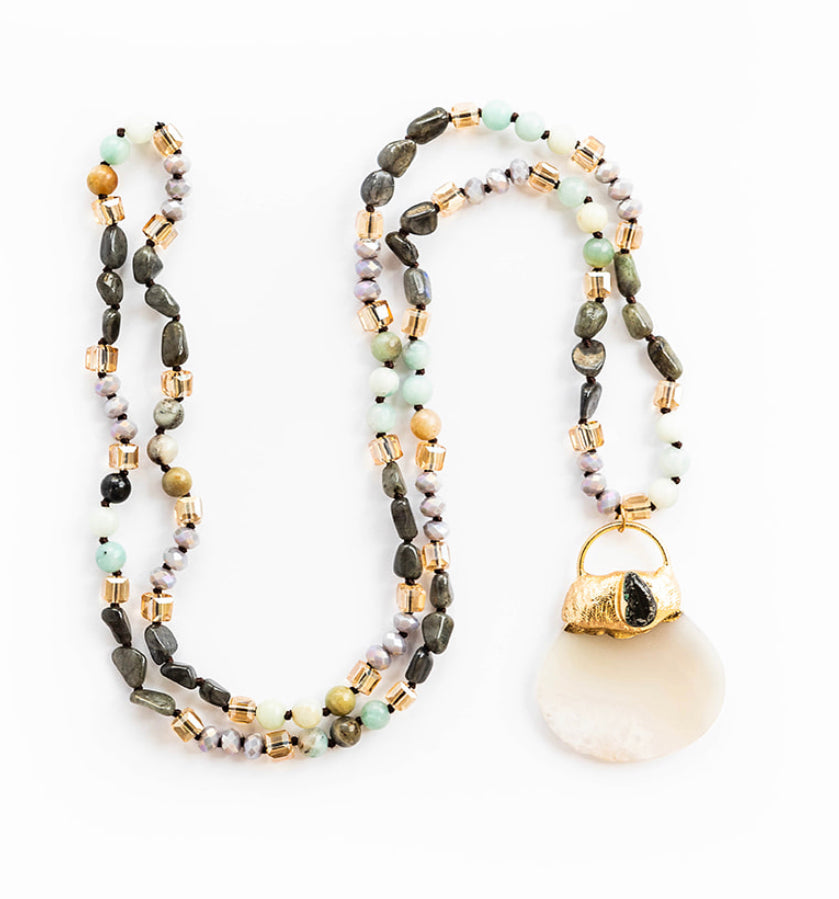 Boho & Mala Natural Tribal Round Mix Stone Necklace