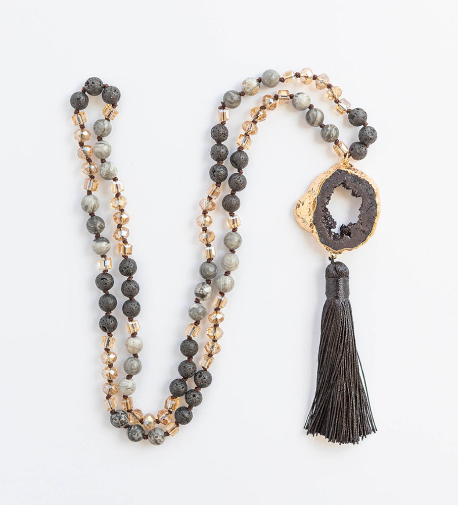 
                  
                    Tassel Necklaces - Black Tribal Agate Slice | Boho & Mala
                  
                
