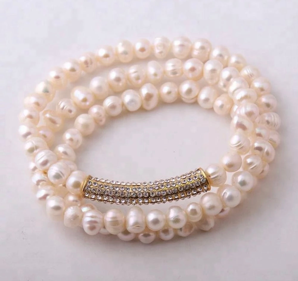 Boho & Mala Mix Pearl Elastic Stackable Bracelet
