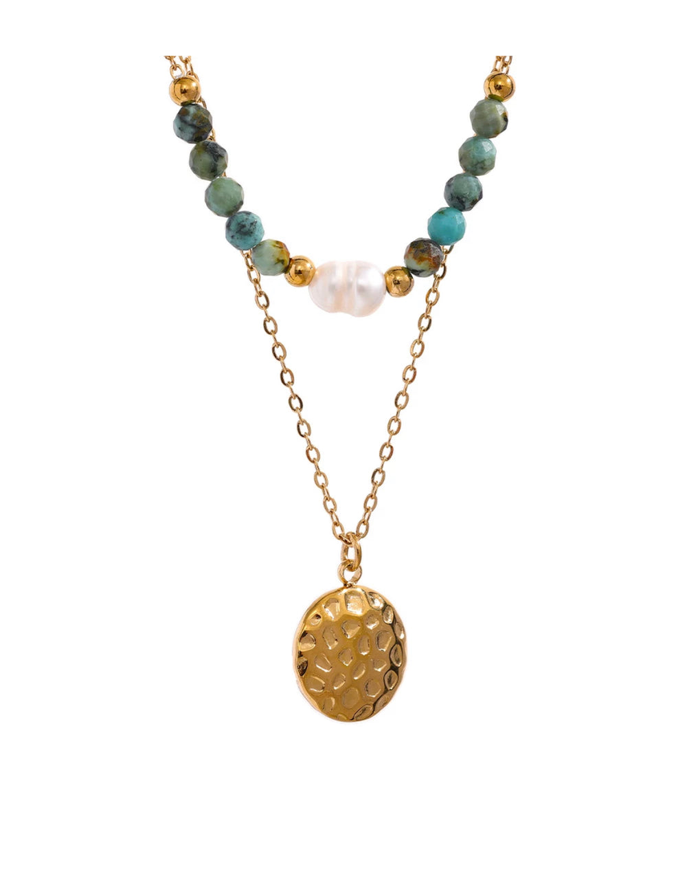18K Gold Double Layer Beaded Necklace | Boho & Mala