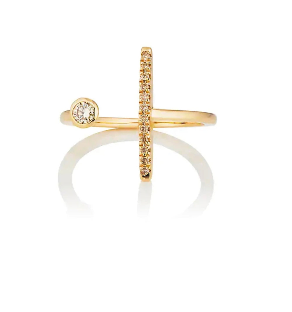 Dainty Rings - 18K Gold Ring with Diamontes | Boho & Mala