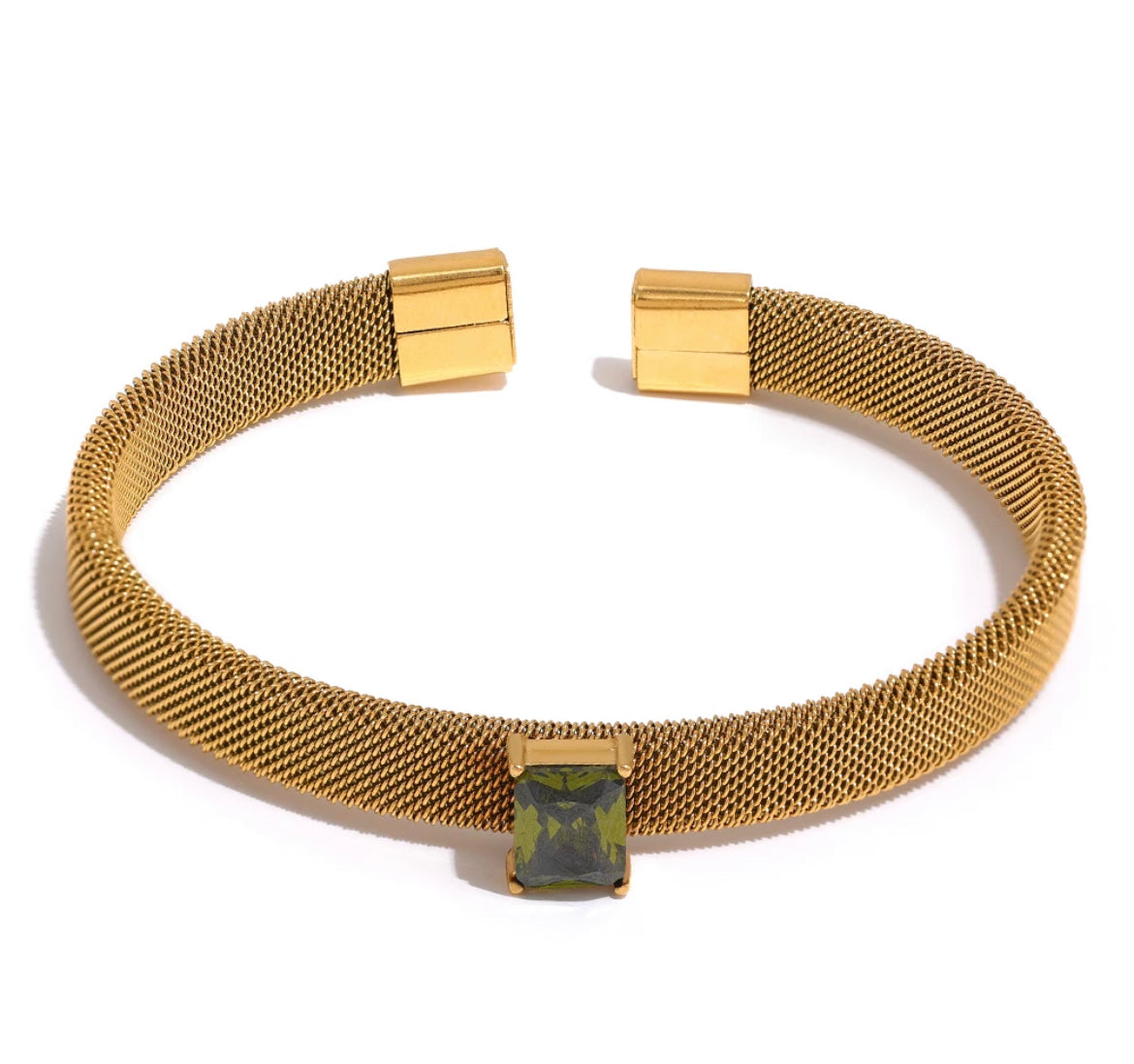 Cuff Bracelets - Green Stone 18K Gold Plated | Boho & Mala