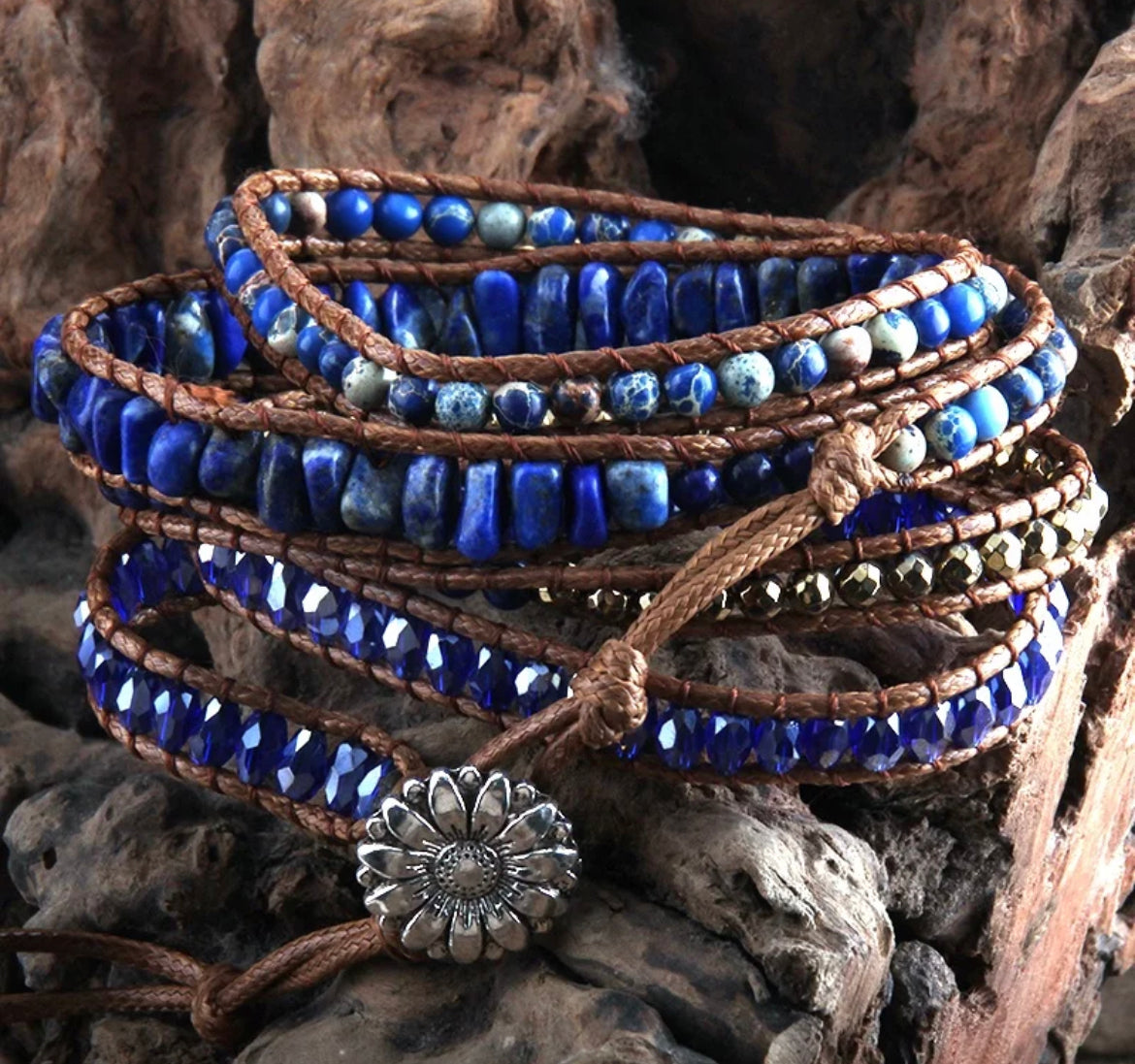 Lapis Lazuli Stone Wrap Bracelets at Boho & Mala