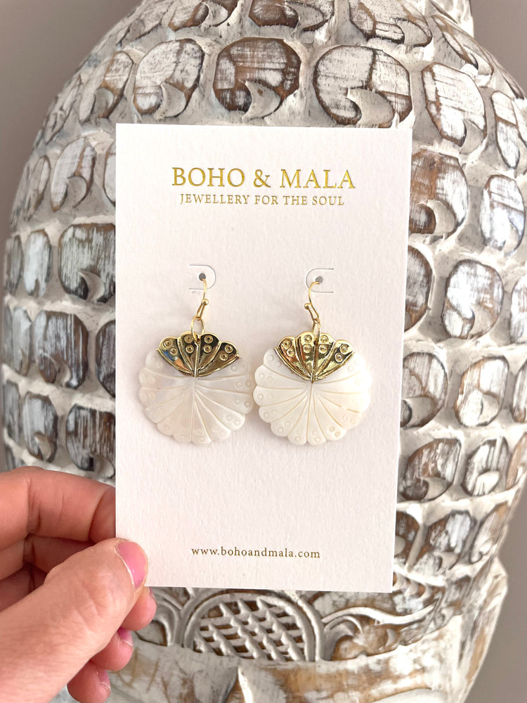 
                  
                    Boho & Mala Grand Shell Gold Plated Earrings 
                  
                