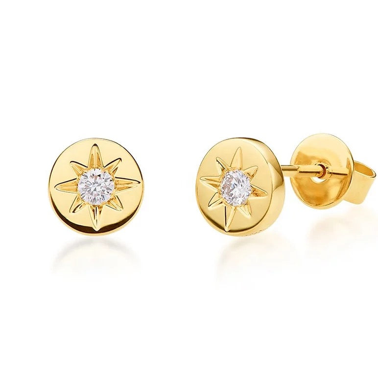Dainty Earrings - Boho & Mala 18K Gold Plated Star Stud Earrings 