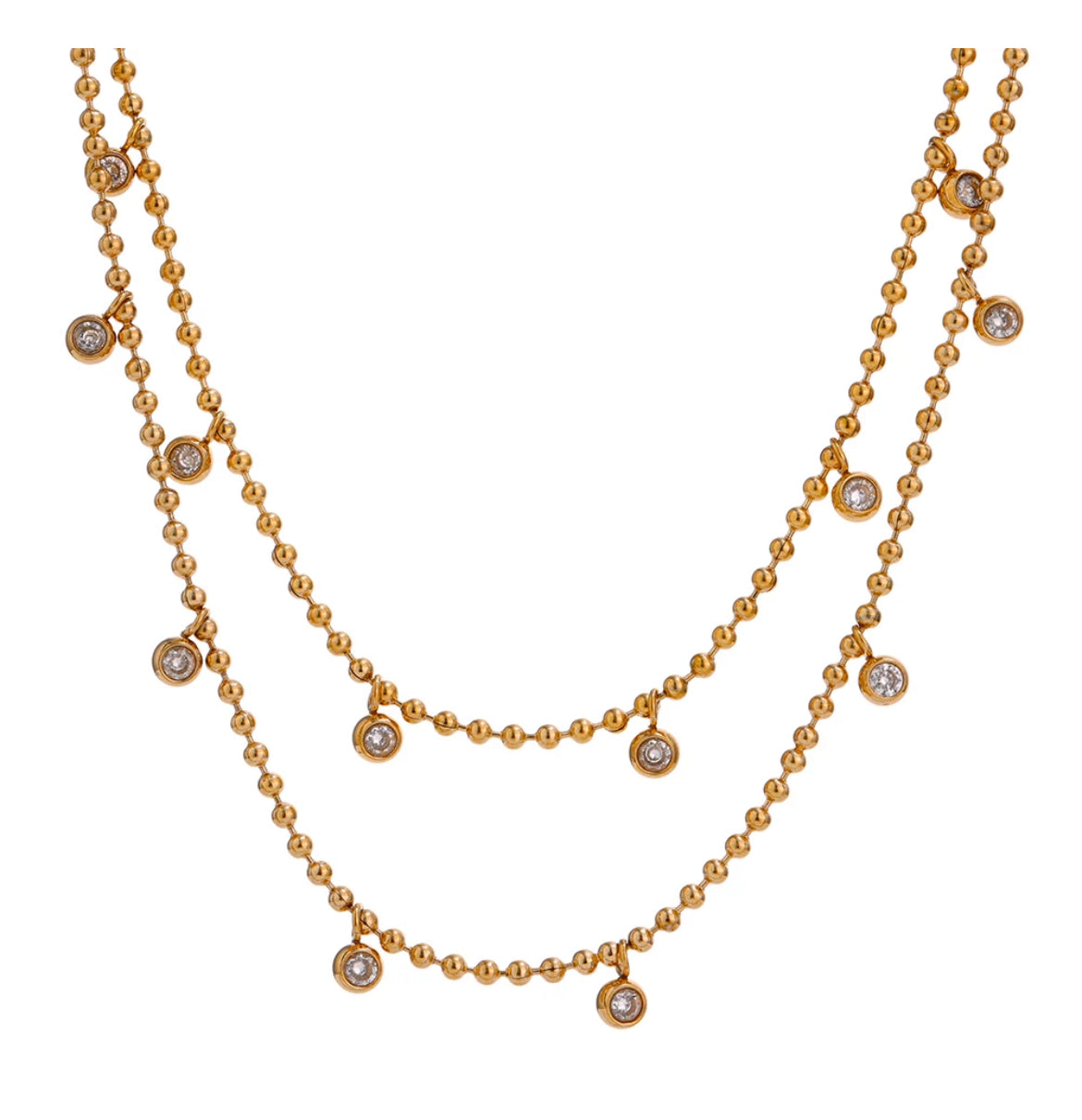 
                  
                    Boho & Mala 18k Gold Double Layered Pendant Necklace TN10087
                  
                