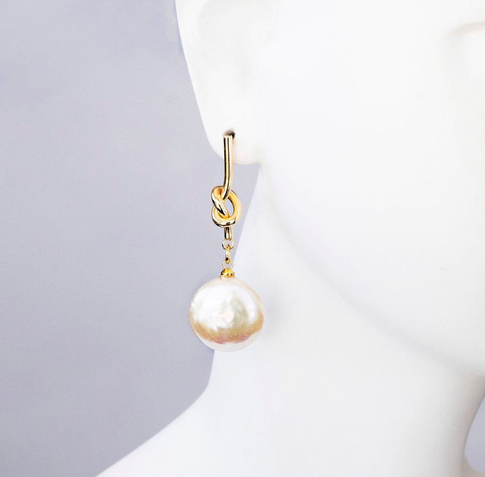 Boho & Mala Pearl Gold Plated Drop Earrings PSE10025