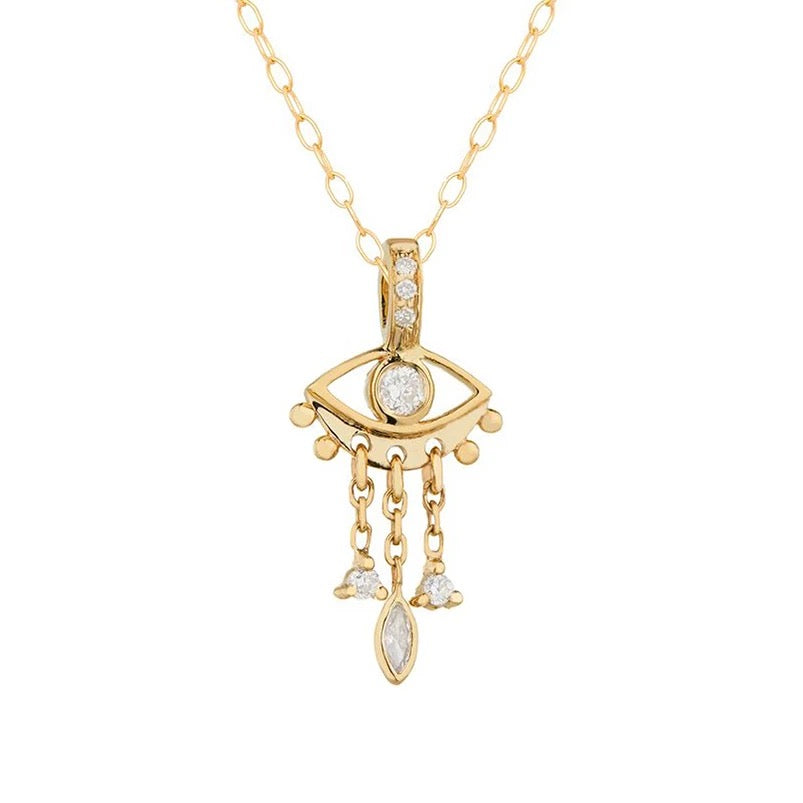 
                  
                    Dainty Necklaces - Gold Evil Eye Pendant Necklace | Boho & Mala
                  
                