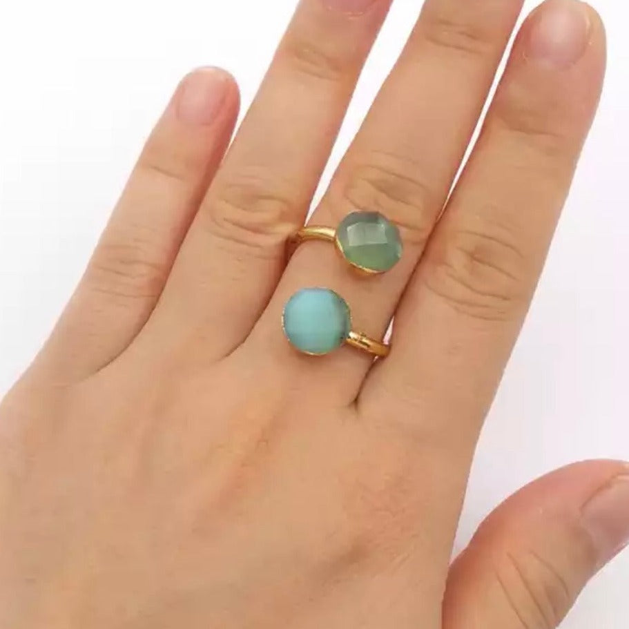 Australian Jade Gold Adjustable Ring | Boho & Mala