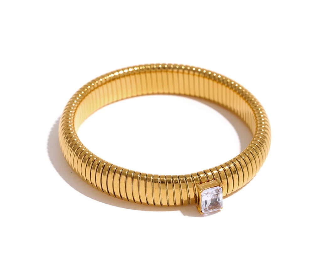 Boho & Mala White Stone 18K Gold Plated Bracelet 