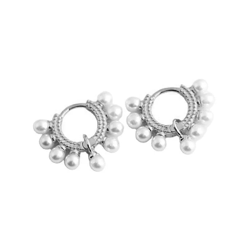 Boho & Mala Pearl Huggies Sterling Silver Earrings DE100092