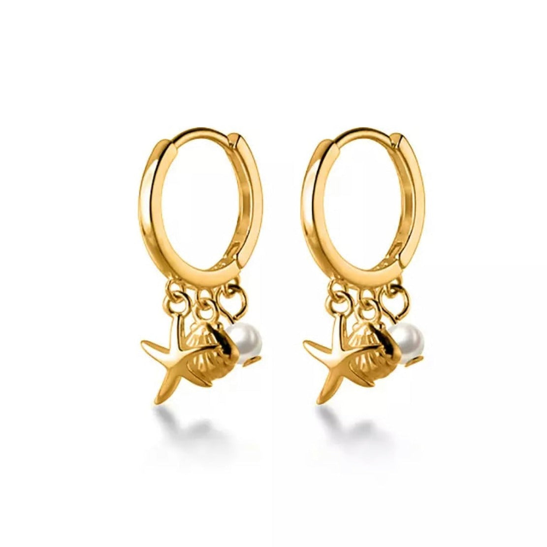 Dainty Earrings - Boho & Mala Huggies 18k Gold Plated Hoop Earrings 