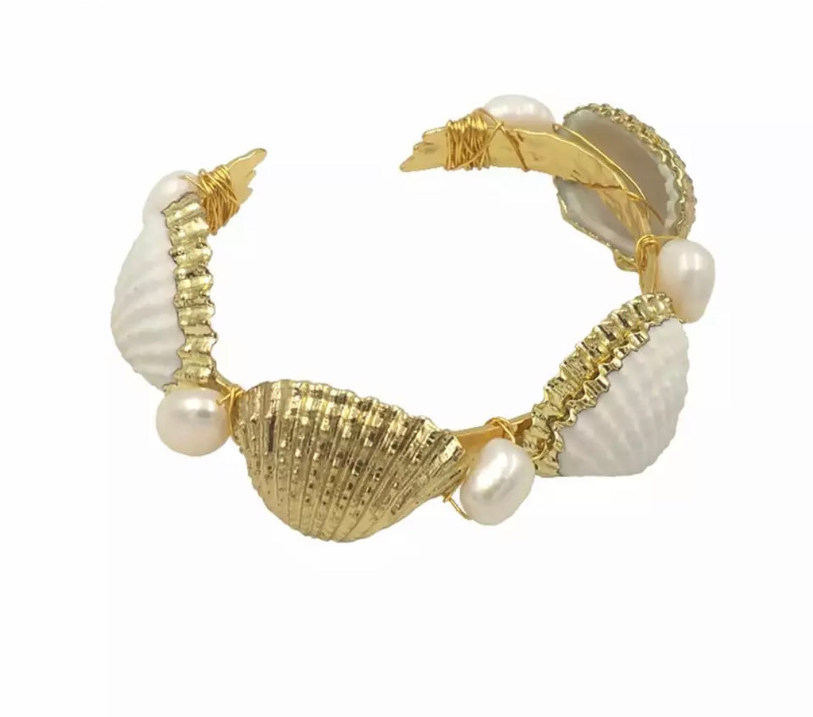 
                  
                    Cuff Bracelets - Shell & Pearl 18K Gold Plated | Boho & Mala
                  
                