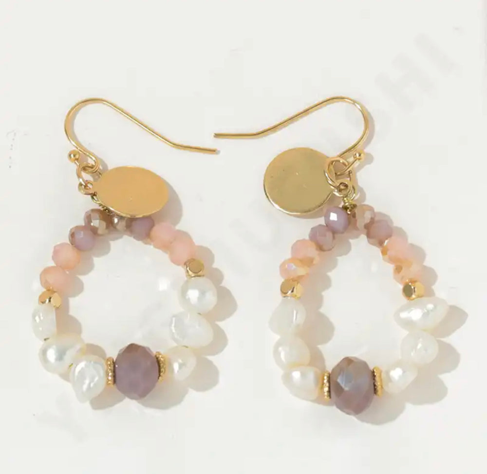 
                  
                    Boho & Mala Pink Crystal & Pearl Drop Light Earrings
                  
                