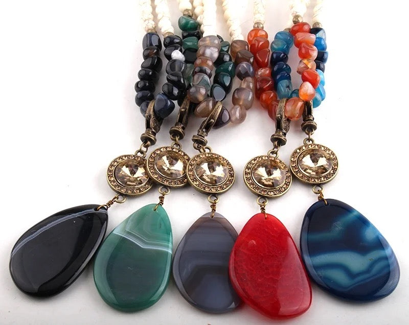 
                  
                    Boho & Mala Natural Blue Stone Tribal Round Necklace
                  
                