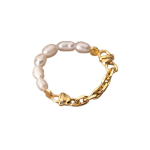 Boho & Mala | Beaded Pearl Gold Ring - Size 7