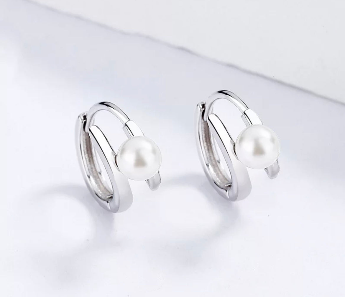 Boho & Mala Natural Freshwater Pearl Sterling Silver Drop Earrings 