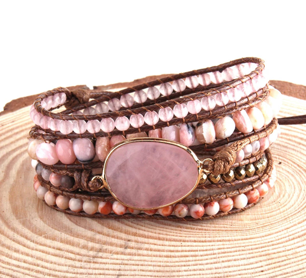 
                  
                    Rose Quartz Stone Wrap Bracelets by Boho & Mala
                  
                